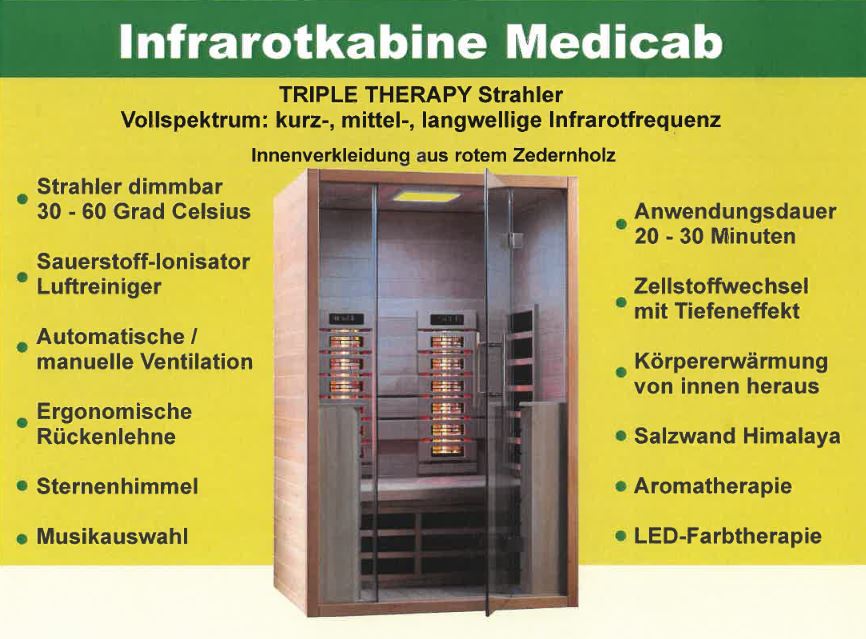 Flyer Infrarorkabine Medicab von Naturheilpraxis Sabine Trost aus Dresden